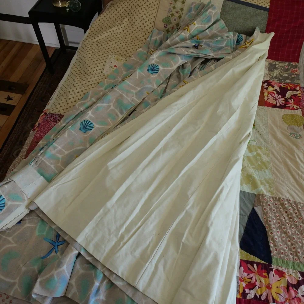 RARE vintage 2 piece 1980s beach patterned drapes curtains